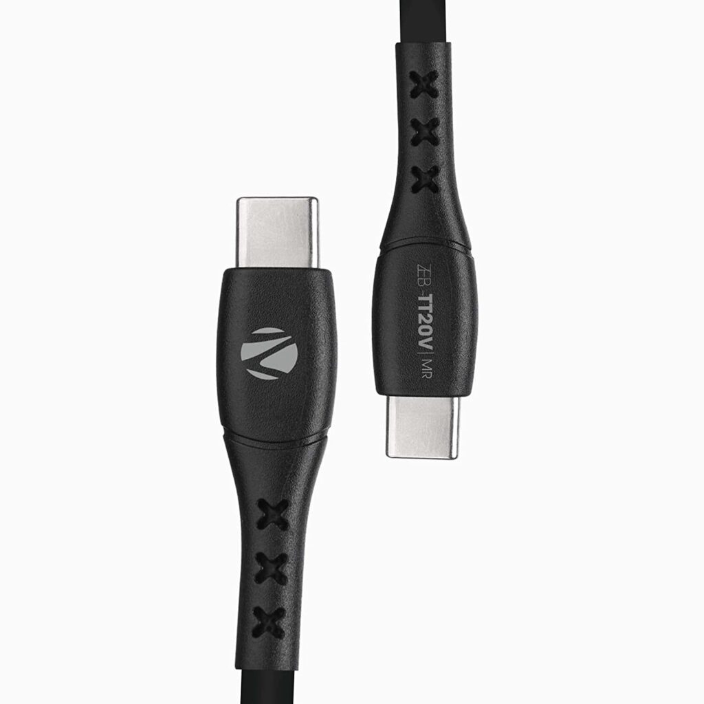 Zebronics TT20V 20W USB Type-C to Type-C USB Data Cable – Fast Charging