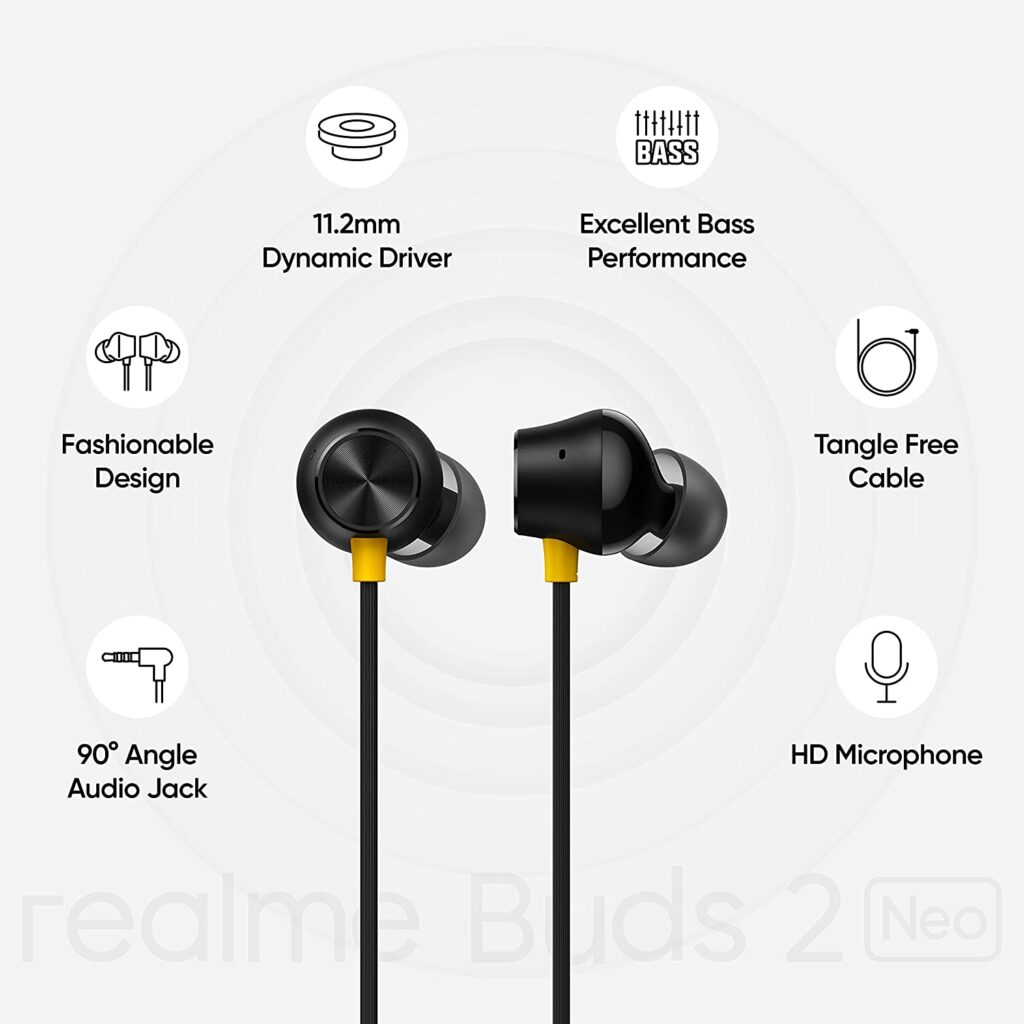 Realme Buds 2 Neo Wired In-Ear Earphones with Remote and Mic – HD Microphone with Richer Bass