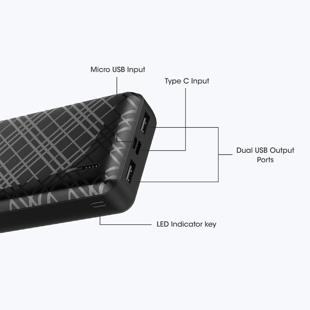 Zebronics ZEB-MB20000R1 20000mAh PowerBank – Type-C input Port with Dual USB Output Port and LED Indicator