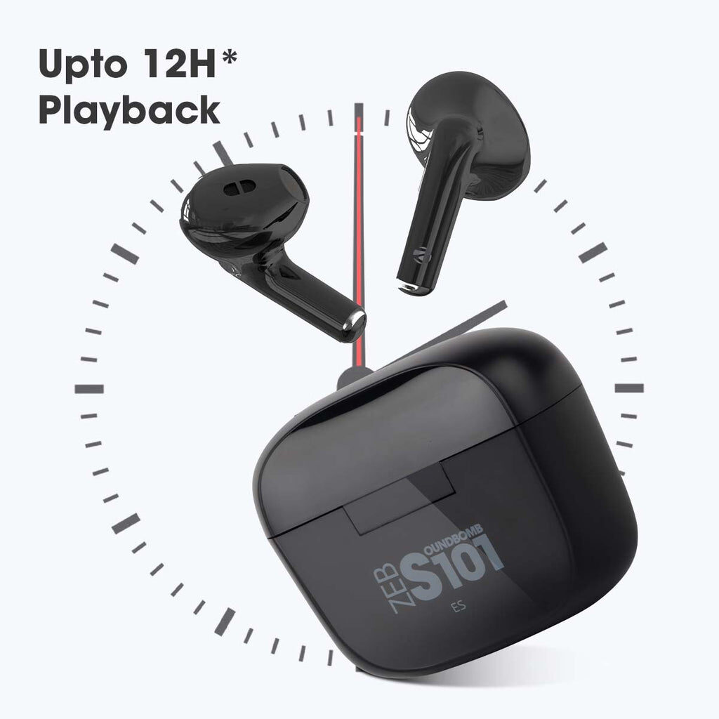 Zebronics Zeb Sound Bomb S101 Earbuds Bluetooth Wireless Headset – Upto 12hrs Backup Time