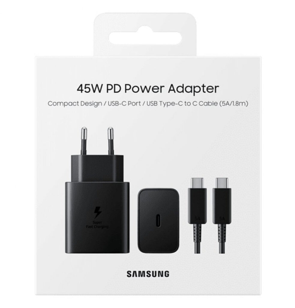 Samsung 45W PD Adapter USB Type-C Port with USB Type-C to Type-C Data Cable