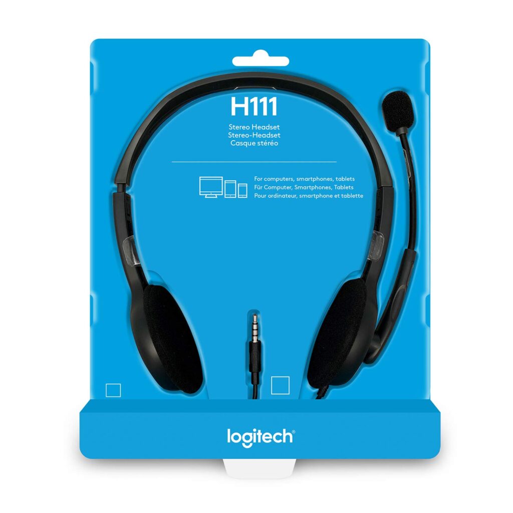 Logitech H111 Stereo Headphone Headset with Mic – Single 3.5mm Jack