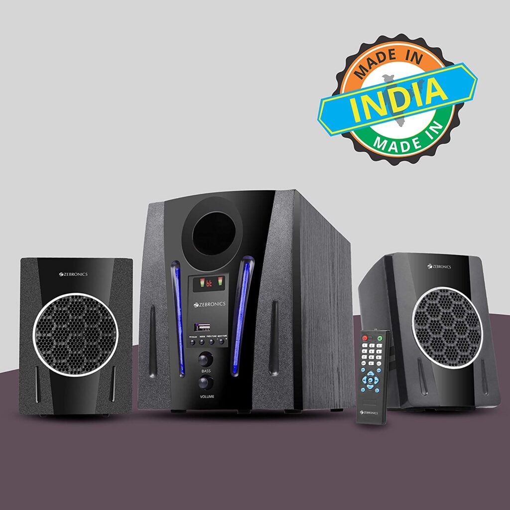 Zebronics Zeb-BT2150RUF 2.1 Bluetooth Multimedia Speaker with FM USB Aux and Remote Control