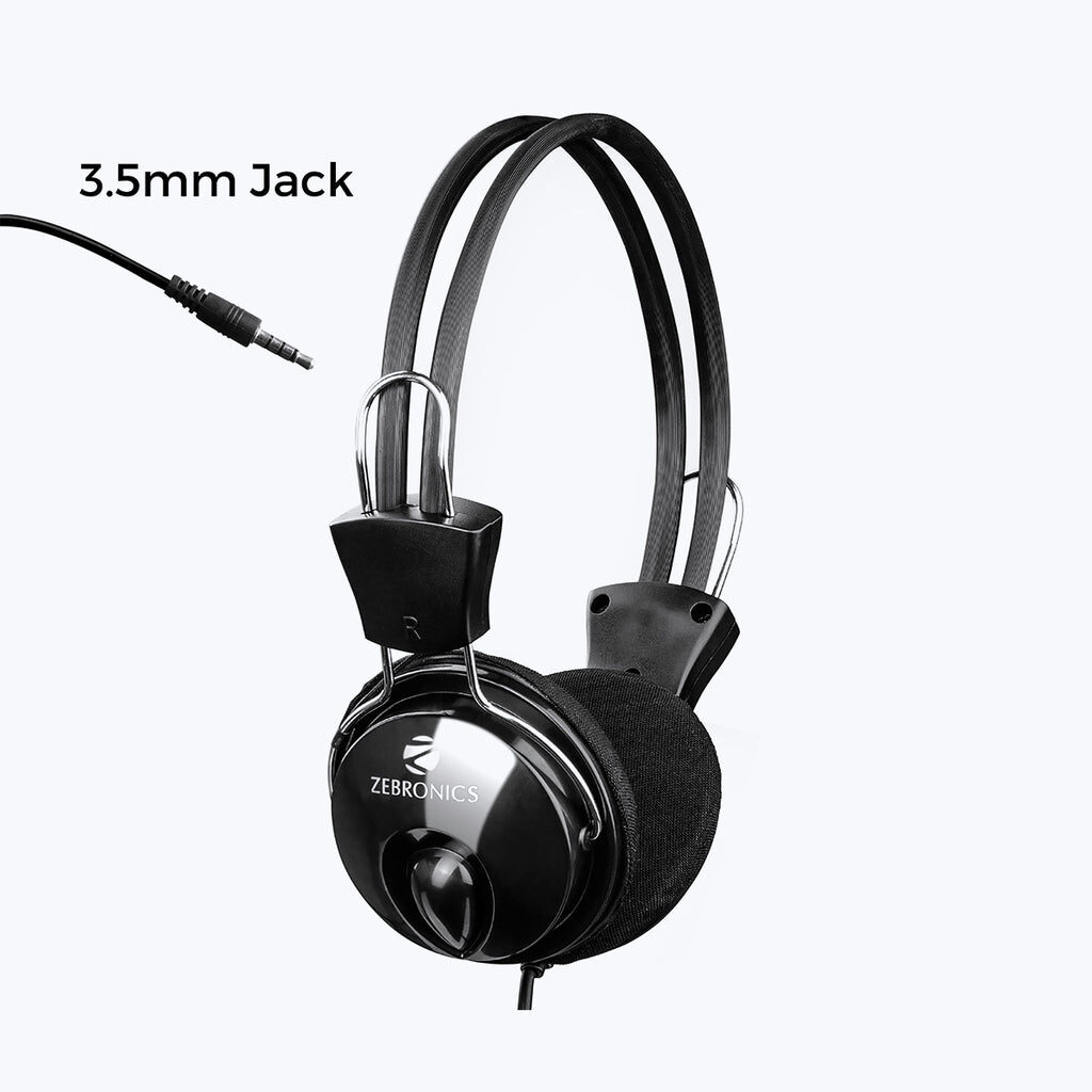 Zebronics Zeb-Pleasant Wired Headphones Headset with Mic – Single 3.5mm Jack with Volume Control