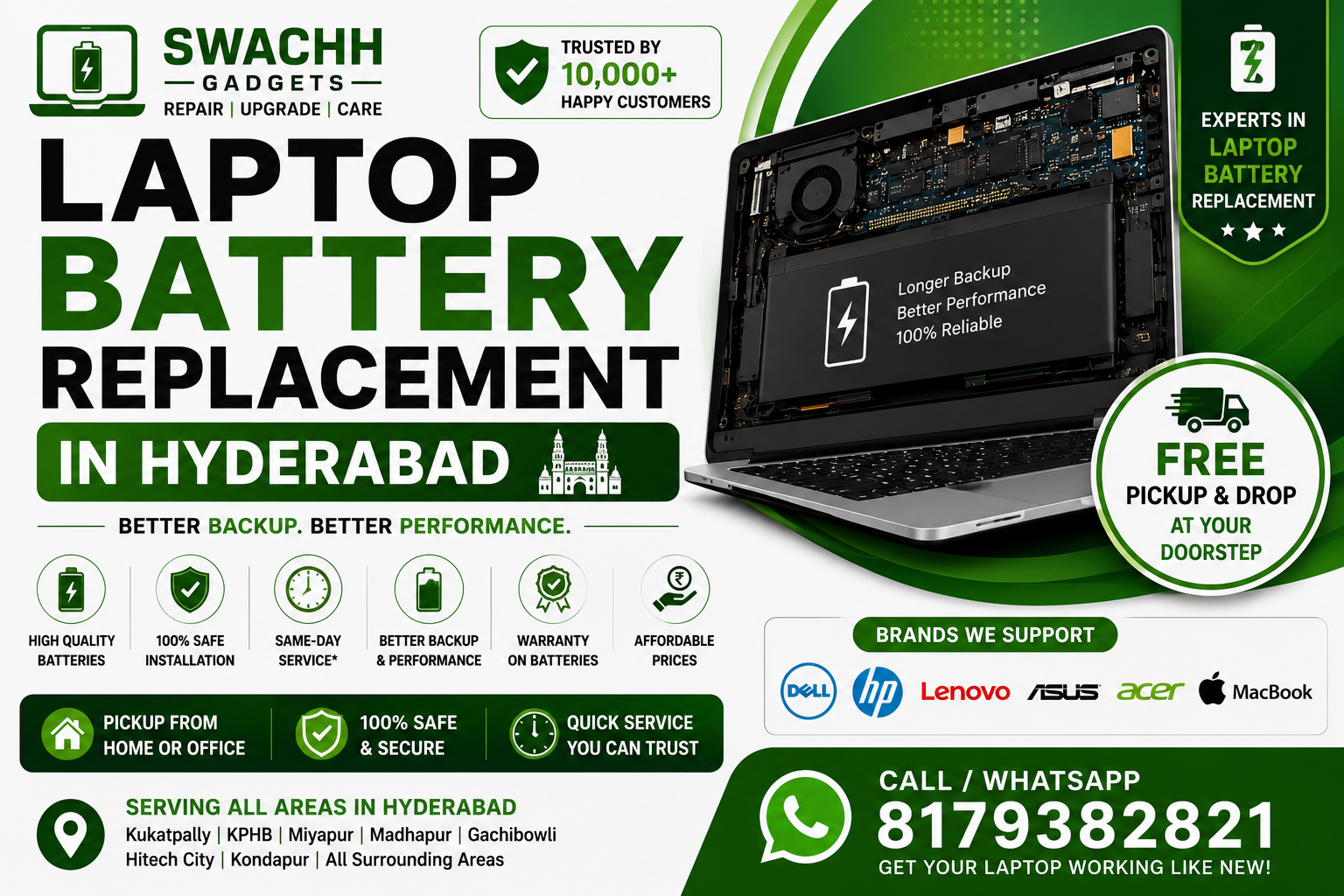 Laptop Battery Replacement in Hyderabad