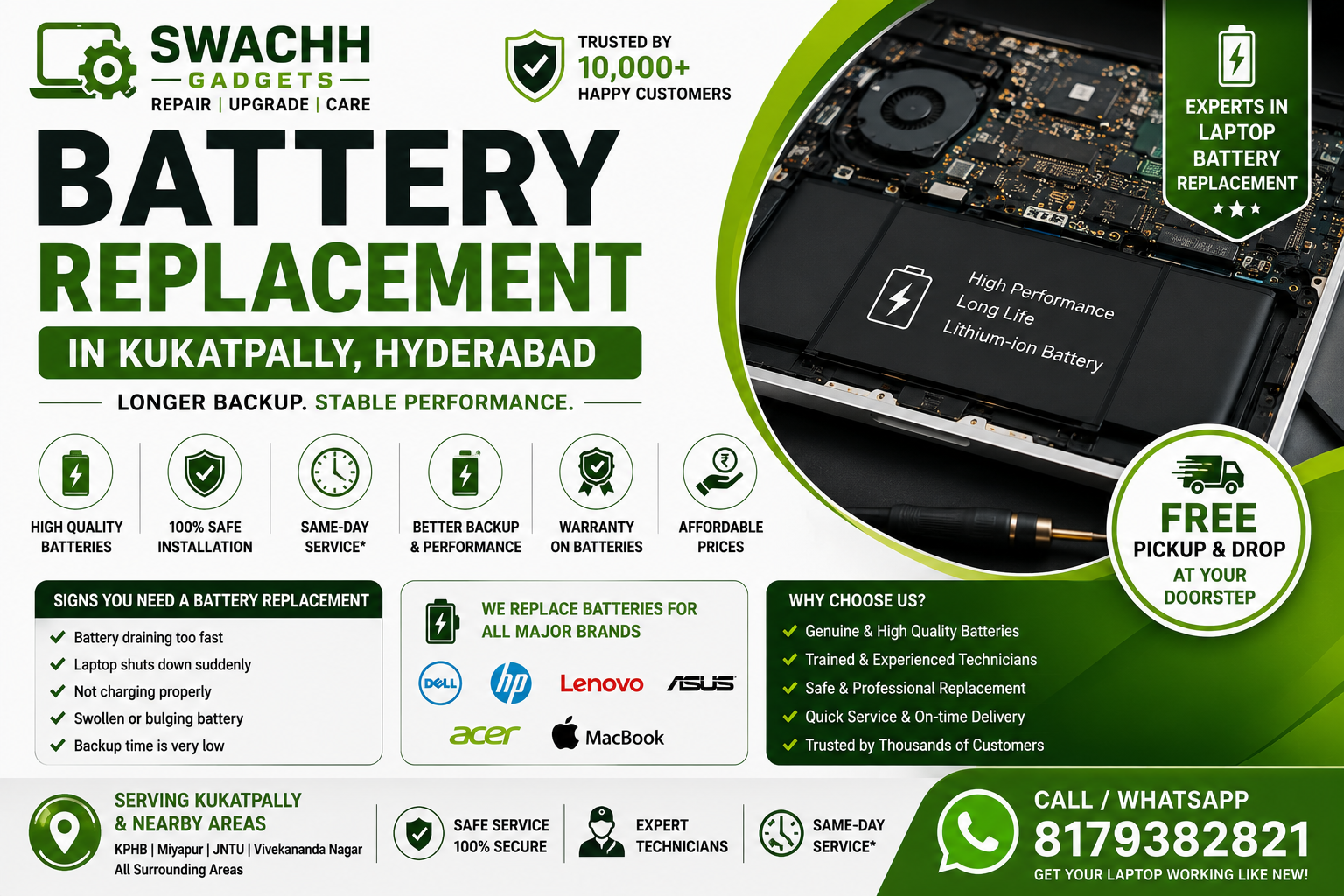 Laptop Battery Replacement in Kukatpally Hyderabad