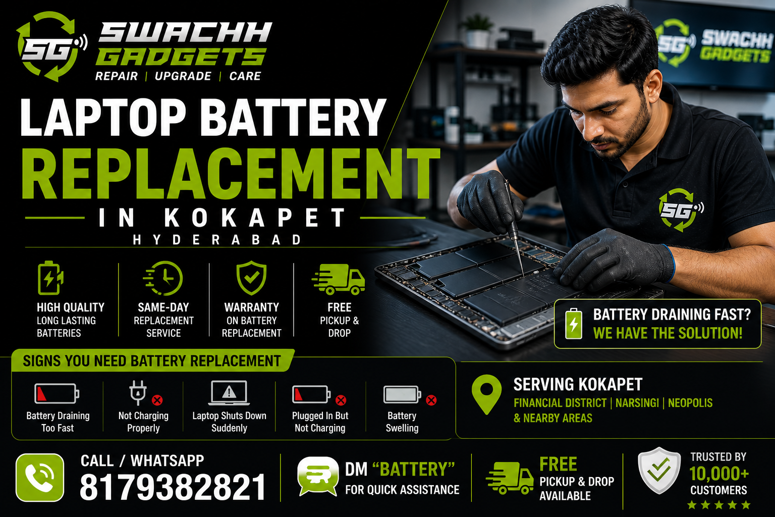 Laptop Battery Replacement in Kokapet Hyderabad