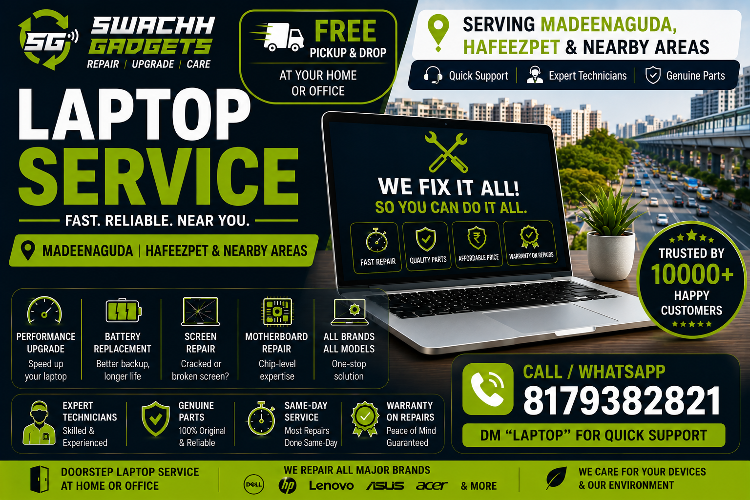Laptop Repair Service in Hafeezpet and Madinaguda