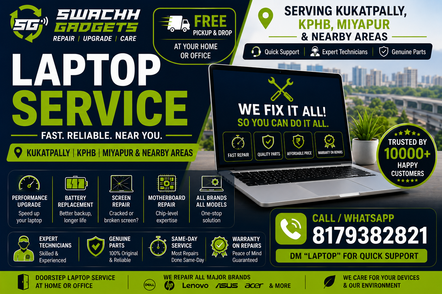 Laptop Repair Service in Kukatpally kphb and miyapur