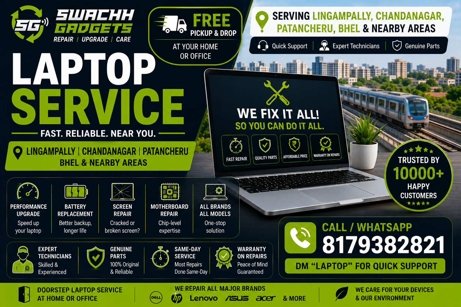 Laptop Repair Service in Lingampally Chandanagar Patancheru and BHEL Hyderabad
