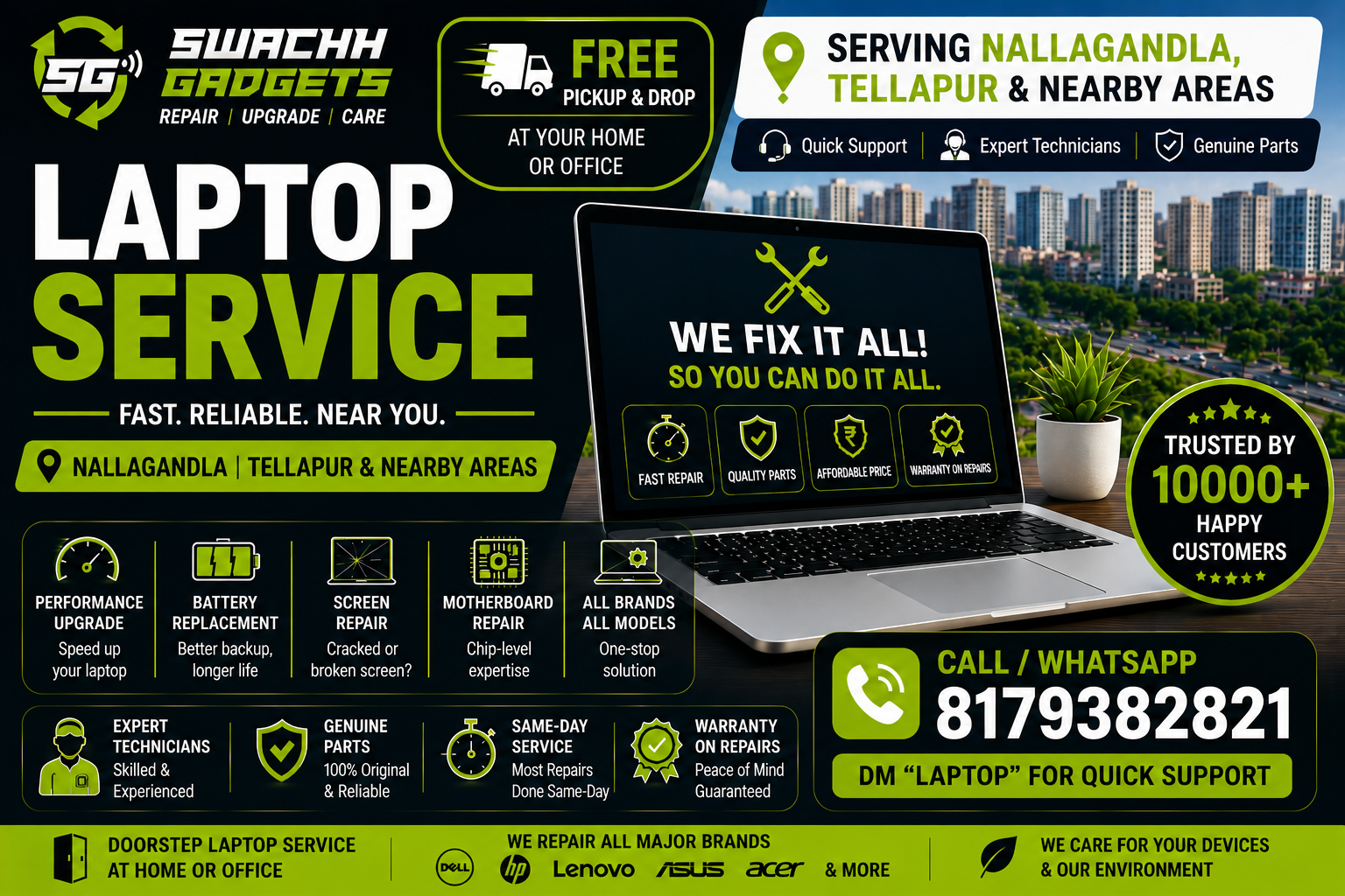 Laptop Repair Service in Nallagandla and Tellapur