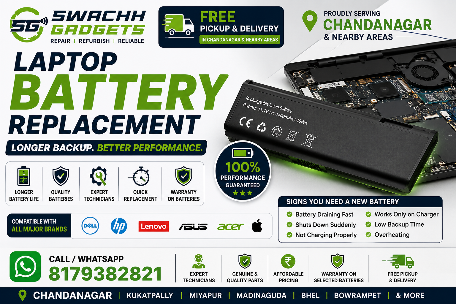 Laptop Battery Replacement service in Chandanagar