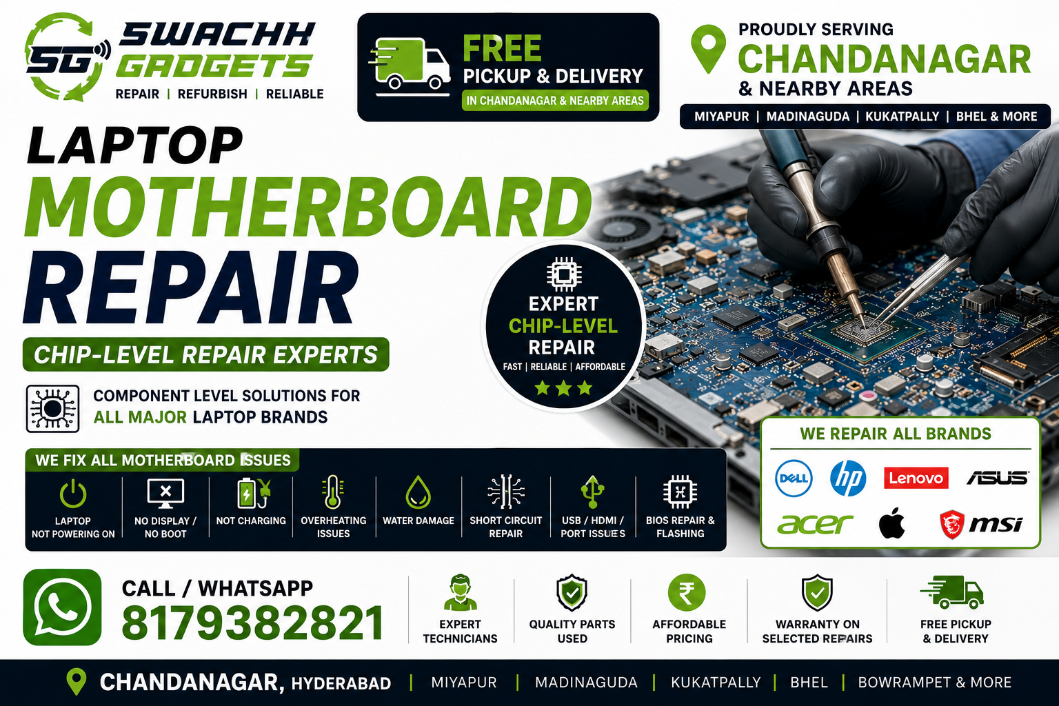 laptop motherboard repair service in chandanagar hyderabad