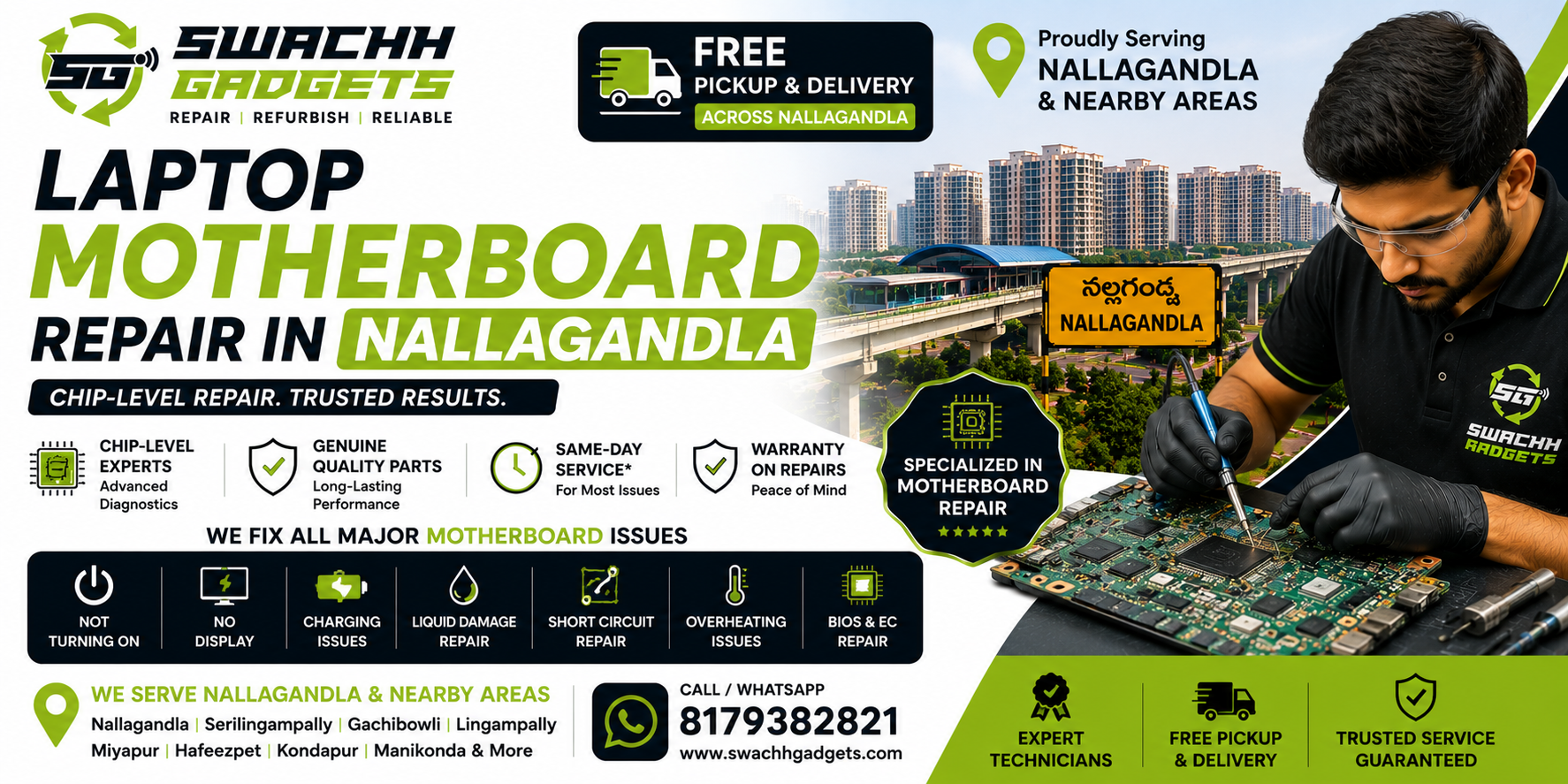 laptop motherboard repair in nallagandla hyderabad